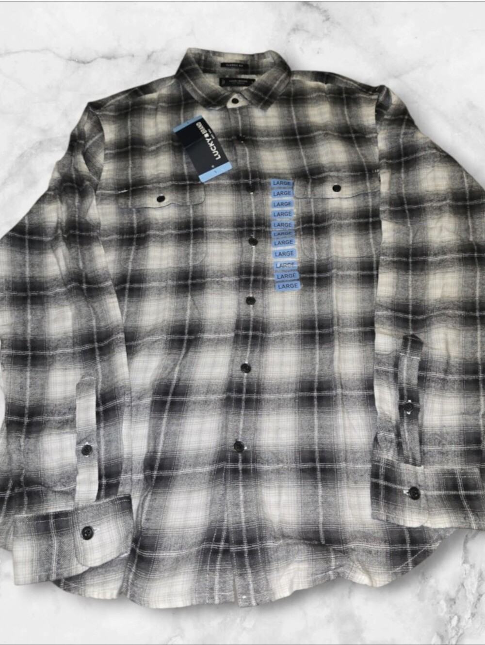 Lucky Brand Black & White Plaid Button-Down Shirt